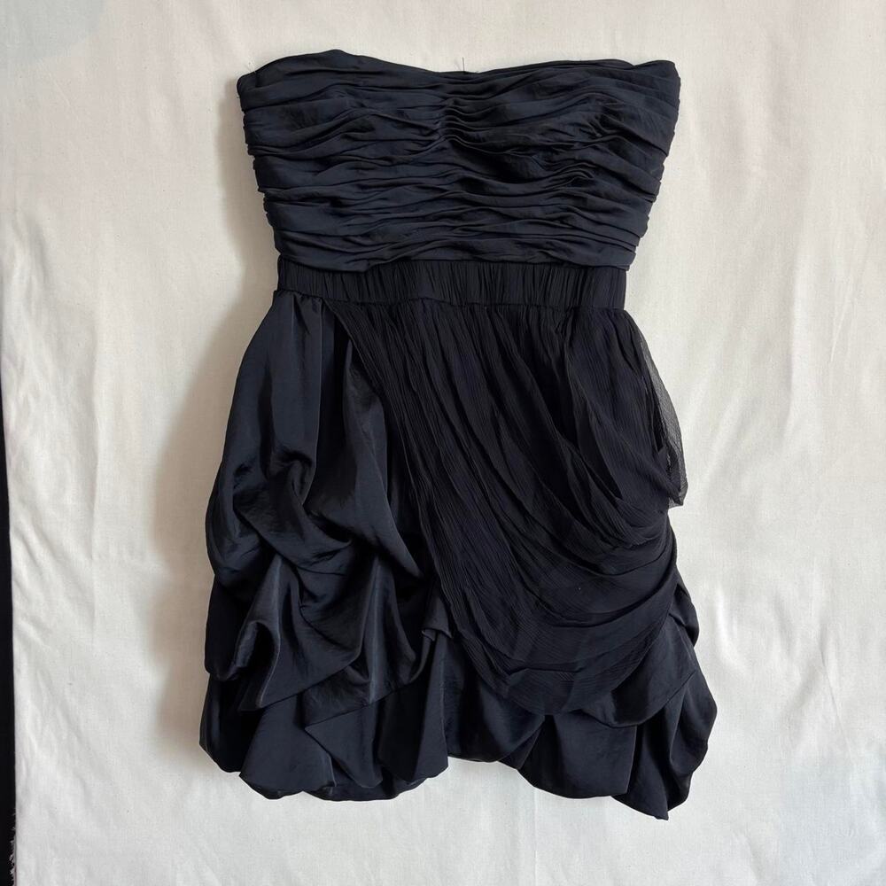 Y2K 2000’s Bebe Black Strapless Ruched Mini Party Dress - Size L